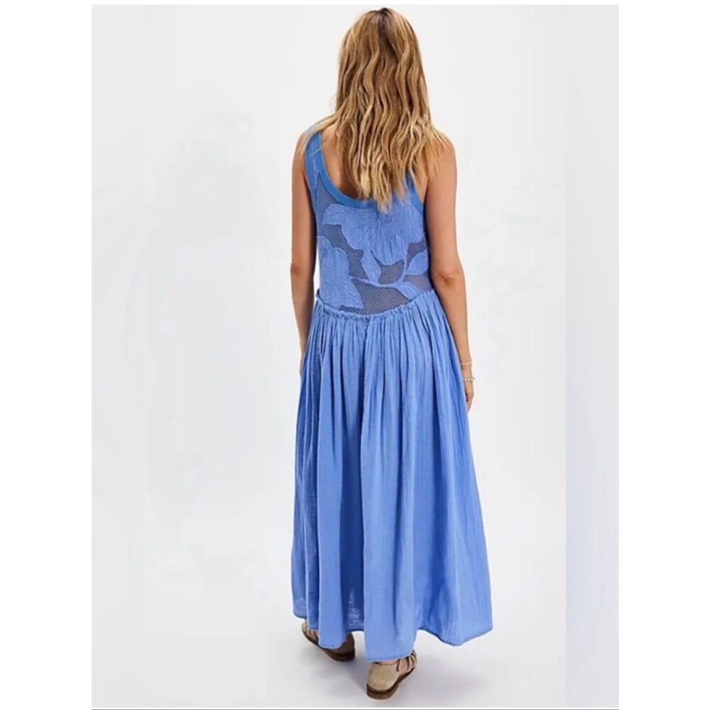 FREE PEOPLE Pearl Floral Maxi dress in Blue Sz Medium NWOT $198 - Picture 3 of 8